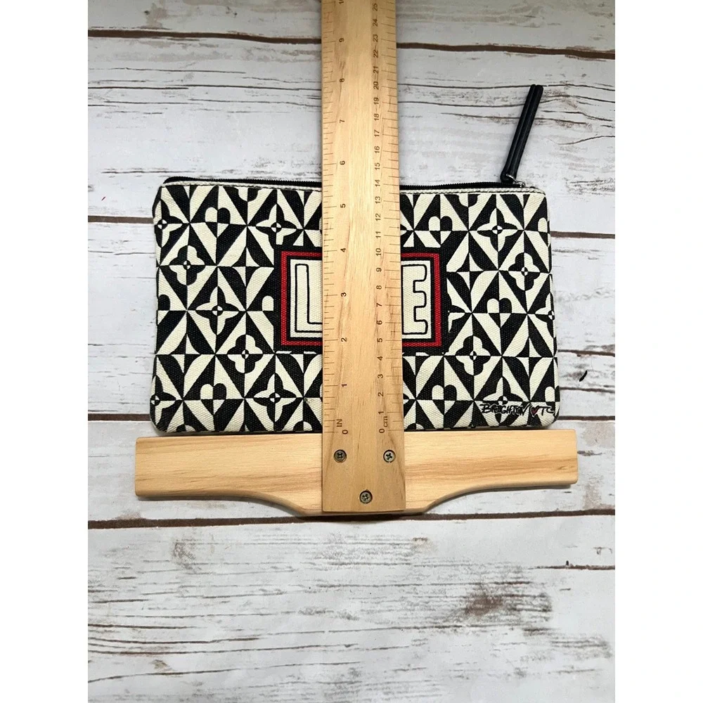Brighton LOVE Pouch Black White Geometric Heart Canvas Cosmetic Bag OS
